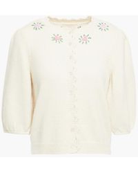 byTiMo Embroidered Wool And Mohair-blend Cardigan - White