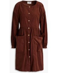 Meadows - Gathered Organic Cotton-corduroy Dress - Lyst