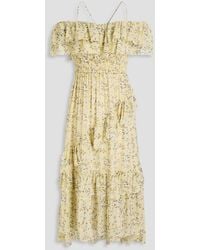 Ulla Johnson - Penninah Cold-Shoulder Ruffled Floral-Print Silk-Georgette Midi Dress - Lyst