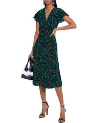Diane von Furstenberg Cecilia Ruched Printed Crepe Midi Dress - Green