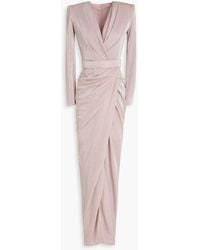 Rhea Costa - Kadija Wrap-effect Lamé Gown - Lyst
