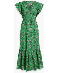 10 Crosby Derek Lam - Greta Gathered Floral-print Cotton-blend Poplin Midi Dress - Lyst