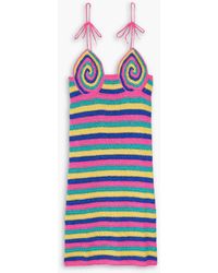 Rose Carmine - Metallic Crocheted Cotton Mini Dress - Lyst