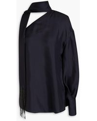 Brunello Cucinelli - One-sleeve Embellished Silk-twill Top - Lyst