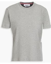 Thom Browne - Striped Ribbed Cotton-jersey T-shirt - Lyst