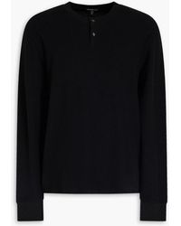 James Perse - Brushed Waffle-knit Cotton And Cashmere-blend Henley T-shirt - Lyst