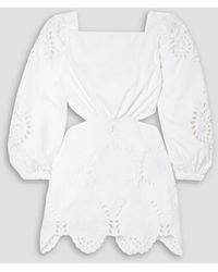 Johanna Ortiz - Lunar Relics Cutout Broderie Anglaise Cotton-poplin Mini Dress - Lyst