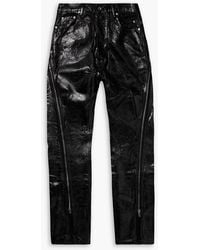Rick Owens - Bolan Banana Slim-Fit Flared Zip-Embellished Distressed Coated Jeans - Lyst
