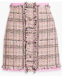 MSGM - Frayed Cotton-blend Tweed Mini Skirt - Lyst