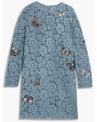 Valentino Garavani - Kleid aus schnurgebundener spitze mit applikationen - Lyst