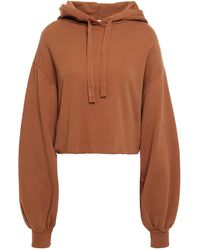FRAME Easy Cropped Organic French Pima Cotton-terry Hoodie - Brown