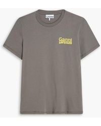Ganni - T-shirt aus baumwoll-jersey mit logoprint - Lyst