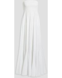 Caroline Constas - Haisley trägerloses maxikleid aus popeline aus einer baumwollmischung mit raffung - Lyst