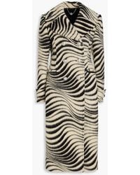 Rabanne - Zebra-print Wool And Silk-blend Felt Coat - Lyst