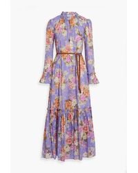 Zimmermann - Gathered Floral-print Cotton-gauze Maxi Dress - Lyst