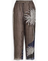 Gentry Portofino - Cropped Printed Silk-organza Tapered Pants - Lyst