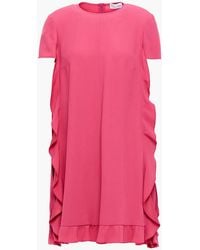 RED Valentino - Ruffled Satin-crepe Mini Dress - Lyst