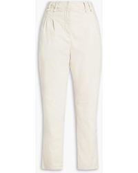 Brunello Cucinelli - Pleated Bead-embellished Tapered Pants - Lyst