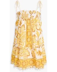 FARM Rio - Minikleid aus baumwolle mit floralem print und eingewebten punkten - Lyst