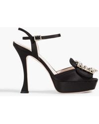 Roger Vivier - Rv Broche Crystal-embellished Satin Platform Sandals - Lyst