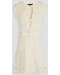 Maje - Crocheted Cotton-blend Mini Dress - Lyst