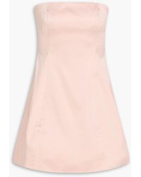 STAUD - Silvia Strapless Satin Mini Dress - Lyst
