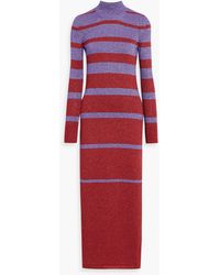Rabanne - Metallic Striped Knitted Turtleneck Maxi Dress - Lyst