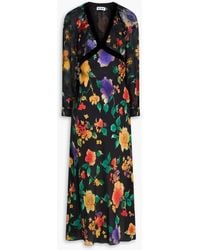 RIXO London - Midikleid "dayla" aus crêpe de chine aus seide mit floralem print - Lyst