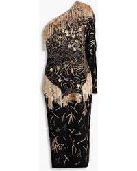 Zuhair Murad - One-shoulder Embellished Crepe Midi Dress - Lyst