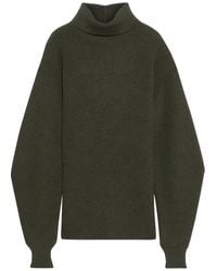 Iris & Ink Elayne Wool And Alpaca-blend Turtleneck Sweater - Green
