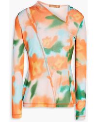 Rejina Pyo - Asymmetric Cutout Floral-print Stretch-jersey Top - Lyst