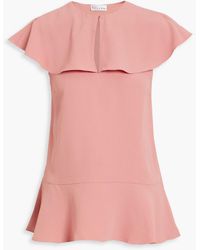 RED Valentino - Ruffled Cutout Crepe Top - Lyst