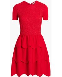 Valentino Garavani - Scalloped Corded Lace And Wool Mini Dress - Lyst