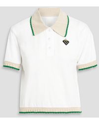 Anna Sui - Pointelle-trimmed Appliquéd Cotton-blend Jersey Polo Shirt - Lyst
