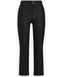 FRAME - Le Sleek Straight Cropped Coated High-Rise Straight-Leg Jeans - Lyst