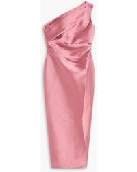 Solace London - Kira One-Shoulder Duchesse-Satin Maxi Dress - Lyst