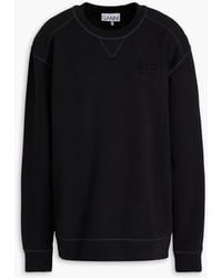 Ganni - Embroidered French Cotton-Terry Sweatshirt - Lyst