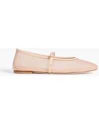 Stuart Weitzman - Bareitall Leather-Trimmed Mesh Mary Jane Flats - Lyst