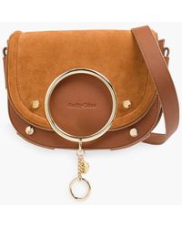 See By Chloé - Mara Suede And Textured-leather Cross-body Bag - Lyst