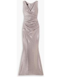 Talbot Runhof - Wrap-effect Metallic Voile Gown - Lyst