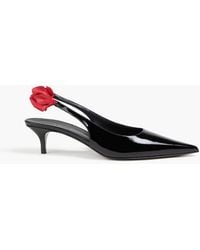 Magda Butrym - Floral-appliquéd Patent-leather Slingback Pumps - Lyst