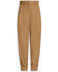 JOSEPH - Drew Belted Pleated Twill Tapered Pants - Lyst