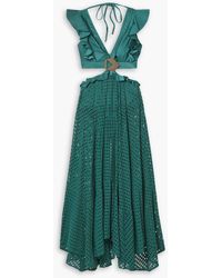 PATBO - Alessandra Ambrosio Embellished Cutout Stretch-jersey And Open-knit Maxi Dress - Lyst