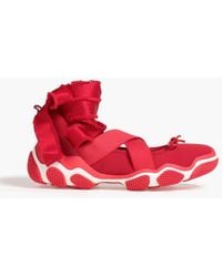 Red(V) - Leather-trimmed Neoprene Sneakers - Lyst