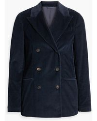 Brunello Cucinelli - Double-breasted Cotton And Cashmere-blend Corduroy Blazer - Lyst