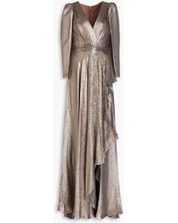 Zuhair Murad - Wrap-effect Ruffled Silk-blend Lamé Gown - Lyst