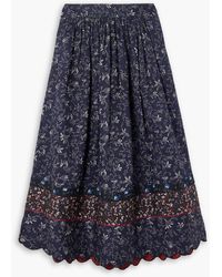 See By Chloé - Pleated Floral-print Cotton-twill Midi Skirt - Lyst