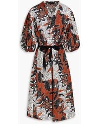 Maje - Printed Cotton-mousseline Midi Shirt Dress - Lyst