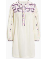 Isabel Marant - Federika Embroidered Cotton-gauze Mini Dress - Lyst