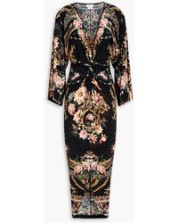 CAMILLA - Twisted Floral-Print Jersey Midi Dress - Lyst